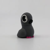 Gray 3D printed penguin fidget toy with pink feet, sensory-friendly design for kids