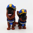 3D printed police dog fidget toys for sensory play, featuring blue hats and vests