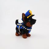 3D printed police dog toy with blue vest and hat, sensory fidget for kids
