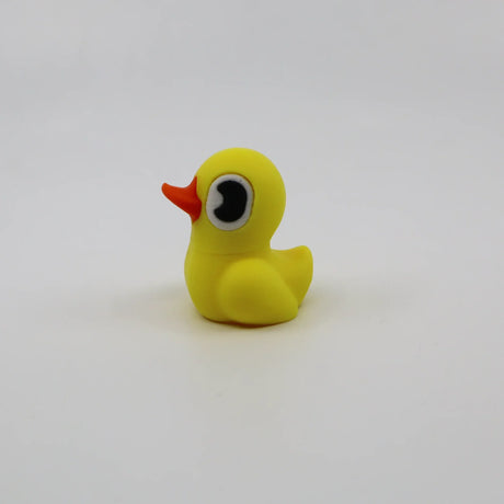 Yellow 3D printed duck fidget toy with orange beak, sensory-friendly design for kids