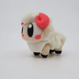 Cute 3D printed sheep sensory toy with big eyes and pink accents on a white background