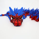 Red and blue 3D printed Spider-Man dragon fidget toy with sensory spikes for kids
