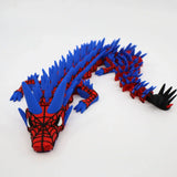 Red and blue 3D printed dragon fidget toy with spiky texture for sensory play